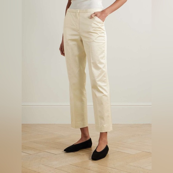 NWT Toteme Cropped Straight Trousers Satin Sheen Pants Ecru - Picture 4 of 16